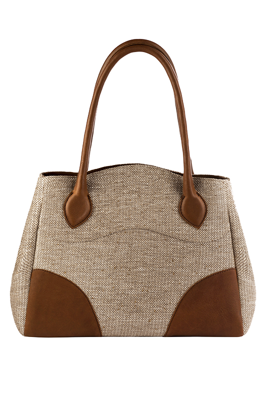 Caramel brown women's dress clutch, for weddings, ceremonies, cocktails and parties. Top view - Florence KOOIJMAN